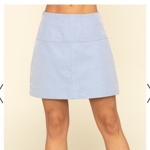 Free People Days in the Sun blue suede skirt